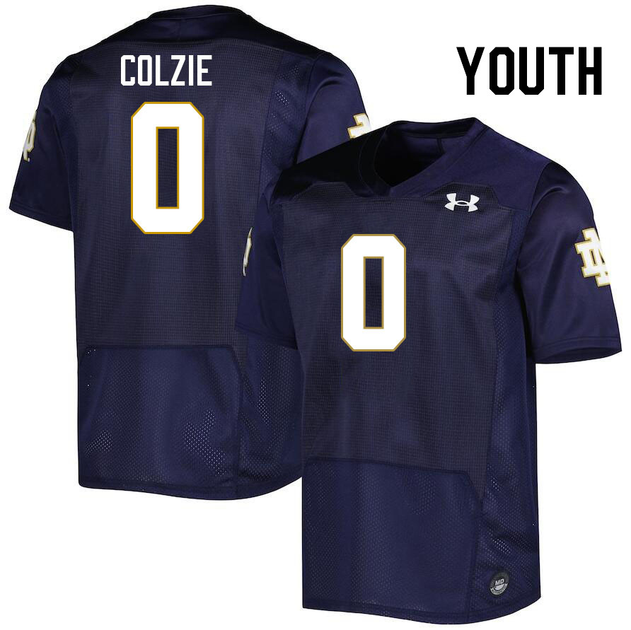 Youth #0 Deion Colzie Notre Dame Fighting Irish College Football Jerseys Stitched-Navy
